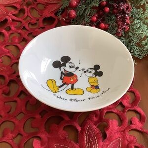 Vintage 1970s Walt Disney Mickey Mouse & Nephew White Ceramic Bowl Japan